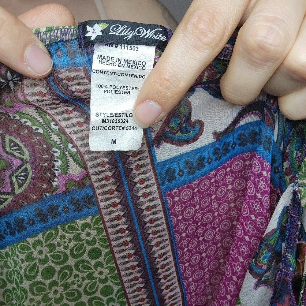 Lily White Floral Patchwork Sleeveless Top Size Medium - Picture 4 of 4